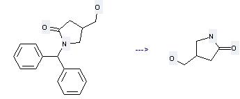 2-Pyrrolidinone, 4-(hydroxymethyl)- can be prepared by 1-benzhydryl-4-hydroxymethyl-pyrrolidin-2-one. 